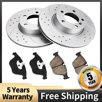 Rotores de disco perforados de freno delantero + pastillas de freno de cerámica para BMW 328i xDrive 2010-13 Foto 1 de 4