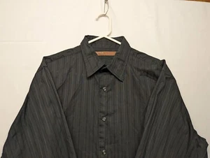 Camisa Perry Ellis Para Hombre X Grande Negra Rayas Diseñador Camisas Informales.  - Imagen 1 de 6