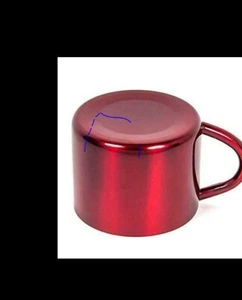 Red Stainless Steel Double Wall Espresso Cups, Small, Set of 4 - Picture 1 of 2