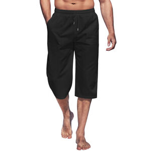 Mens Elasticated Waist Cargo Shorts Summer Sport Pocket Casual Pants Trousers US