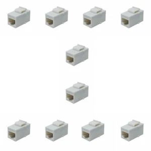 10 Pack CAT6 5e Coupler Keystone RJ45 Female Snap-In Jack Insert White - Picture 1 of 3