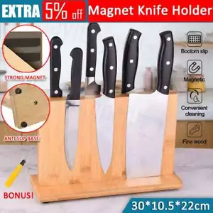 Magnet Knife Holder Cutlery Bamboo Storage Stand Rack Block Kitchen Stand Tool - Picture 1 of 12