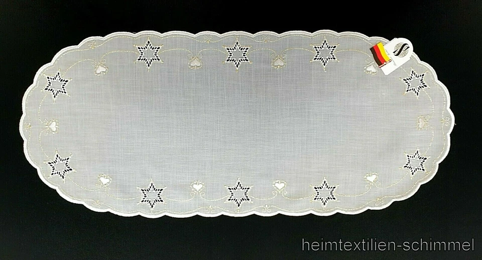 PLAUENER SPITZE ® Tischdeckchen Tischdecke STERNE Deckchen WEIHNACHTEN 30x70 - Bild 1 von 2