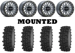 Kit 4 Frontline ACP Tires 28x10-14 on Raceline Podium Beadlock Gray Wheels 1KXP - Picture 1 of 5