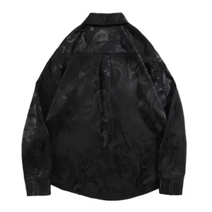 Mens Chinese Retro Dragon Jacquard Shirt Blouse Long Sleeve Top Loose Fashion - Bild 1 von 6