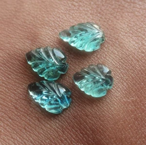 Blueish Green Lustrous Zambian Emerald Leaf Carving For jewellery making 5.60 ct - Picture 1 of 3