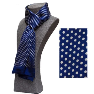 Men's 100 Silk Scarf Cravat Neckerchief Double Layer Silky Smooth Blue - Picture 1 of 5