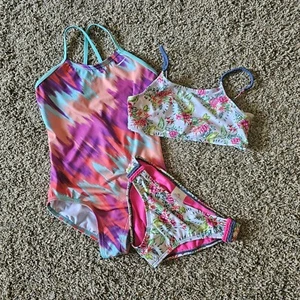 Nike Girl's Immiscible Cross-Back One-Piece + 2 PC Floral SKECHERS S- 8-10 YRS - Picture 1 of 8