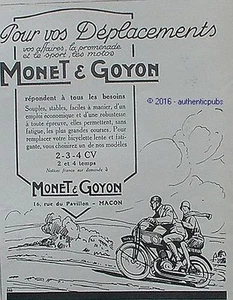 PUBLICITE MONET & GOYON MOTO 2 3 4 CV MACON MOTARD SPORT DE 1926 AD PUB ART DECO - Imagen 1 de 1