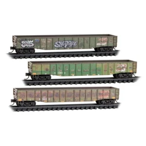 Micro-Trains N 98305090 Burlington Northern BN Weathered 50' Gondola Car Set - Picture 1 of 7