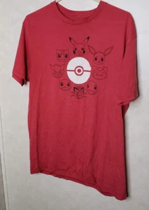 Pokemon Pokeball With Characters Large Red Short Sleeve T-shirt - Picture 1 of 5
