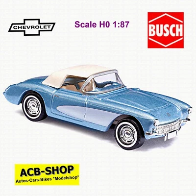 Chevrolet Corvette C1 Convertible Closed Blu Metallico 1:87 Busch 45408 - Immagine 1 di 4
