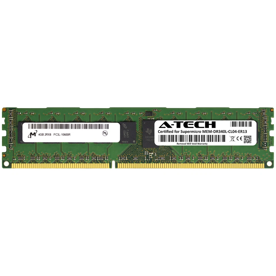 4GB PC3L-10600R REG Supermicro MEM-DR340L-CL04-ER13 Equivalent Server Memory RAM - Image 1 of 2