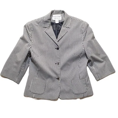 Pantalón Traje Blazer Jones Wear Reg 12 Negro Mujer Blanco Cuadros Vichy Cuadros Foto 1 de 4