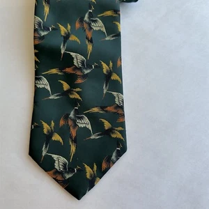 Vintage Tie Gentry Beau Brummell Mens Ducks Pheasants Birds Green Hunting - Picture 1 of 8