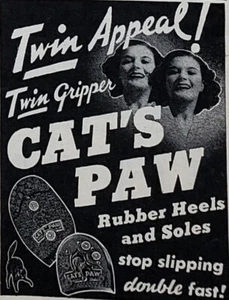 PRINT AD Cats Paw Rubber Heels and Soles 1943 Twin Gripper Mini SMALL 2.5x3 - Picture 1 of 1
