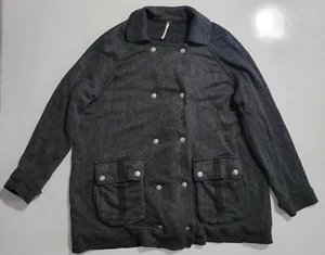 Free People Pea Coat Womens Small Gray Double Breasted Jacket Pockets Formal - Picture 1 of 11