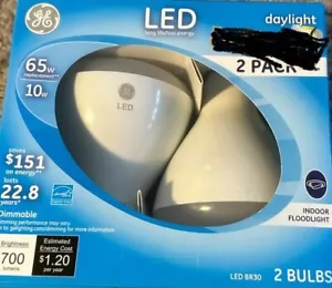 2 Pk New GE LED 65w BR30 Indoor FloodLight Light Bulbs Dimmable Daylight - Picture 1 of 1