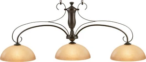 HJ Scott Wrought Iron Bronze Scroll Frosted Scavo Glass Shades Pool Table Light - Picture 1 of 1