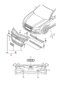 Genuine AUDI A4 Avant S4 quattro Radiator Grille Black-Glossy 8K0853651AMT94 - Picture 1 of 1