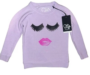 Chaser Brand Girls Lips and Lashes lavender cozy knit pullover top 4 NWT - Picture 1 of 4