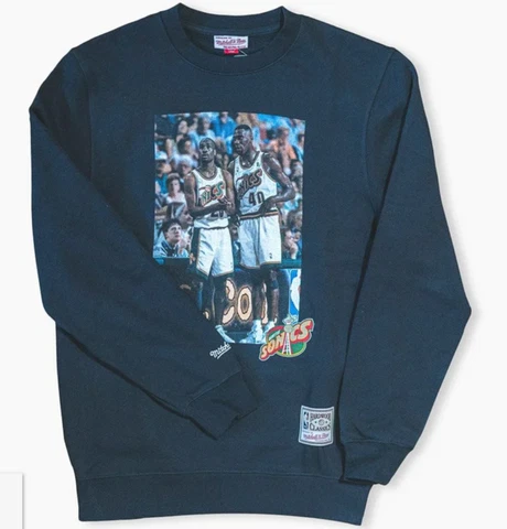 Seattle SuperSonics Kemp & Payton Photo Crewneck Sweatshirt Black Cover