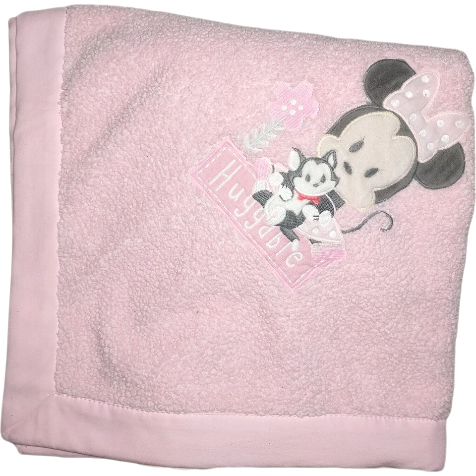 Disney Baby Pink Minnie Mouse Huggable Cat Sherpa Blanket 30x40 Solid - Image 1 of 3
