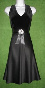 Vestido de cóctel Jessica Howard negro terciopelo satinado estrás broche 10P $99 - Imagen 1 de 7