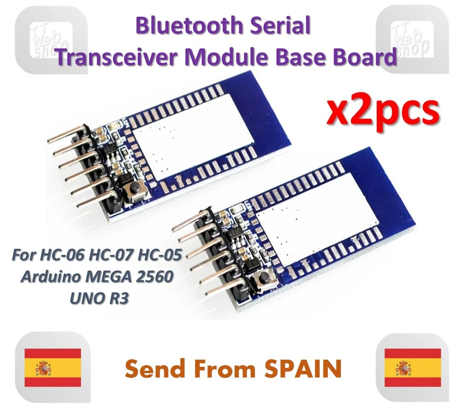 X2pcs Bluetooth Numero di Serie Transceiver Modulo Base Board Arduino HC-05 - Imagen 1 de 1