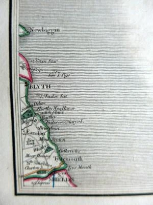 NORTHUMBERLAND  BLYTH  SOUTH SHIELDS  BY JOHN CARY c1824 GENUINE ANTIQUE MAP - Image 1 of 2