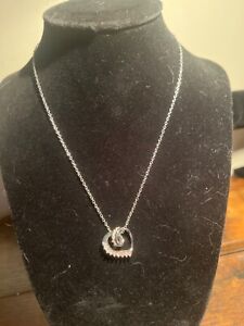 SILVER HEART SHAPED FAUX DIAMOND NECKLACE