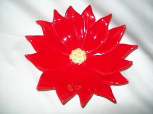 HAND MADE PAINTED CERAMIC CHRISTMAS POINSETTIA BOWL - Picture 1 of 4