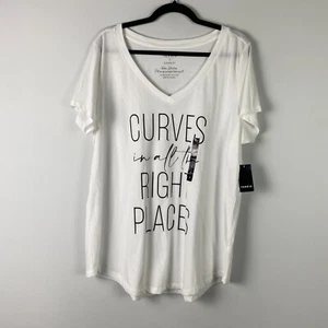 Torrid T Shirt Plus Size 2X White Curves In All The Right Places Graphic Top - Picture 1 of 9