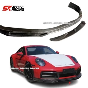 Real Carbon Fiber Front Bumper Lip Trim BodyKits For Porsche Carrera 911 992 - Picture 1 of 22