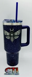 IN HAND 2024 SPIRIT HALLOWEEN HORROR PURPLE DEATH MOTH LIMITED 40OZ TUMBLER MUG - Picture 1 of 4