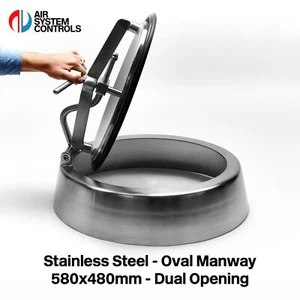 Stainless Steel Oval Manway 580x480mm Food Grade, Dual Opening for Tank Access - Picture 1 of 20