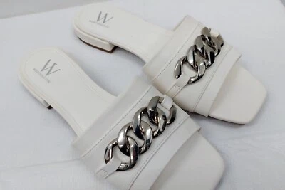 Sandalias Worthington para mujer blancas Dalia cadena plateada talla 10M Foto 1 de 4