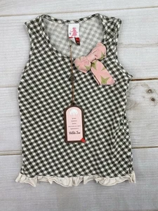 Serendipity By Matilda Jan Tank Top Girls 6 Green Plaid Ruffle Pink Bow NWT - Picture 1 of 6