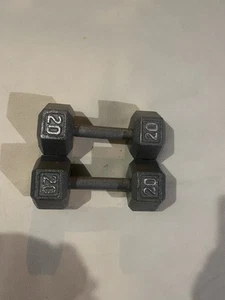 20lb Cast Iron Dumbbells Metal Hex Pair of 2 Weights Set Lifting 40lbs Total - Picture 1 of 1