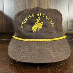 Cappello berretto vintage Wyoming Air National Guard Service corda strapback cowboy marrone USA - Foto 1 di 9