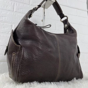 TOD'S Hand Shoulder Bag Tote Purse Leather Dark Brown Authentic - Picture 1 of 24