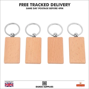 Blank Rectangle Wooden Key Chain DIY Engraving Art Wood Keychains Key Tags - Picture 1 of 11