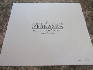 1991 NEBRASKA State Duck Stamp Print  with 2 Stamps in Original Folder - Picture 1 of 3