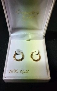 EVERLASTING GOLD 10K Yellow Gold Hoop Earrings In Box - Picture 1 of 4