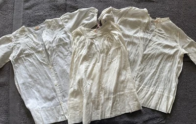 VTG 50s 60s Lot Of 3 White Infant Cotton Dresses Embroidery   6-12 mo. - Image 1 of 4
