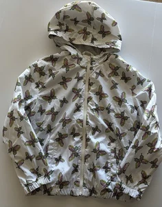 Gap Kids White Butterfly Zip Up Rainjacket Size L 10-12 - Picture 1 of 4