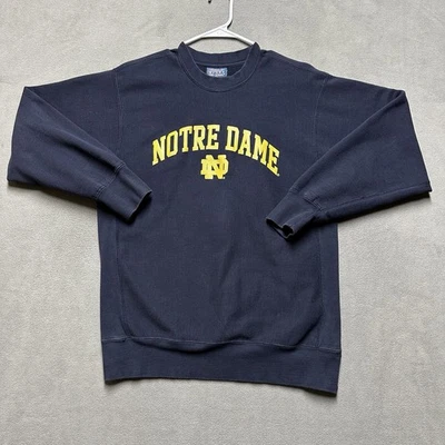 Vintage MV Sport Notre Dame Sweatshirt Mens Medium Blue Pro-Weave Crew Neck GUC - Image 1 of 4
