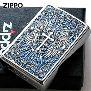 ZIPPO : Oil Lighter : ANGEL CROSS : 2 Side Etching : 2MPP-Cross-BL : from JAPAN - Picture 1 of 5