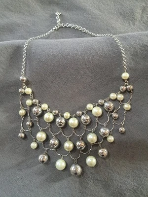 Collar Brighton Glamour Babero Perla y Plata 15"-17" pulgadas. Foto 1 de 4