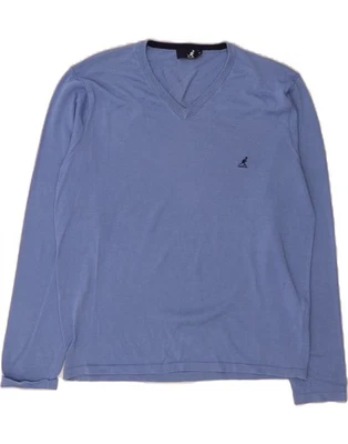 Blusa masculina KANGOL manga longa XL azul algodão BI09 - Imagem 1 de 4